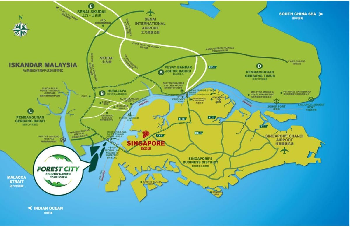karta av forest city malaysia