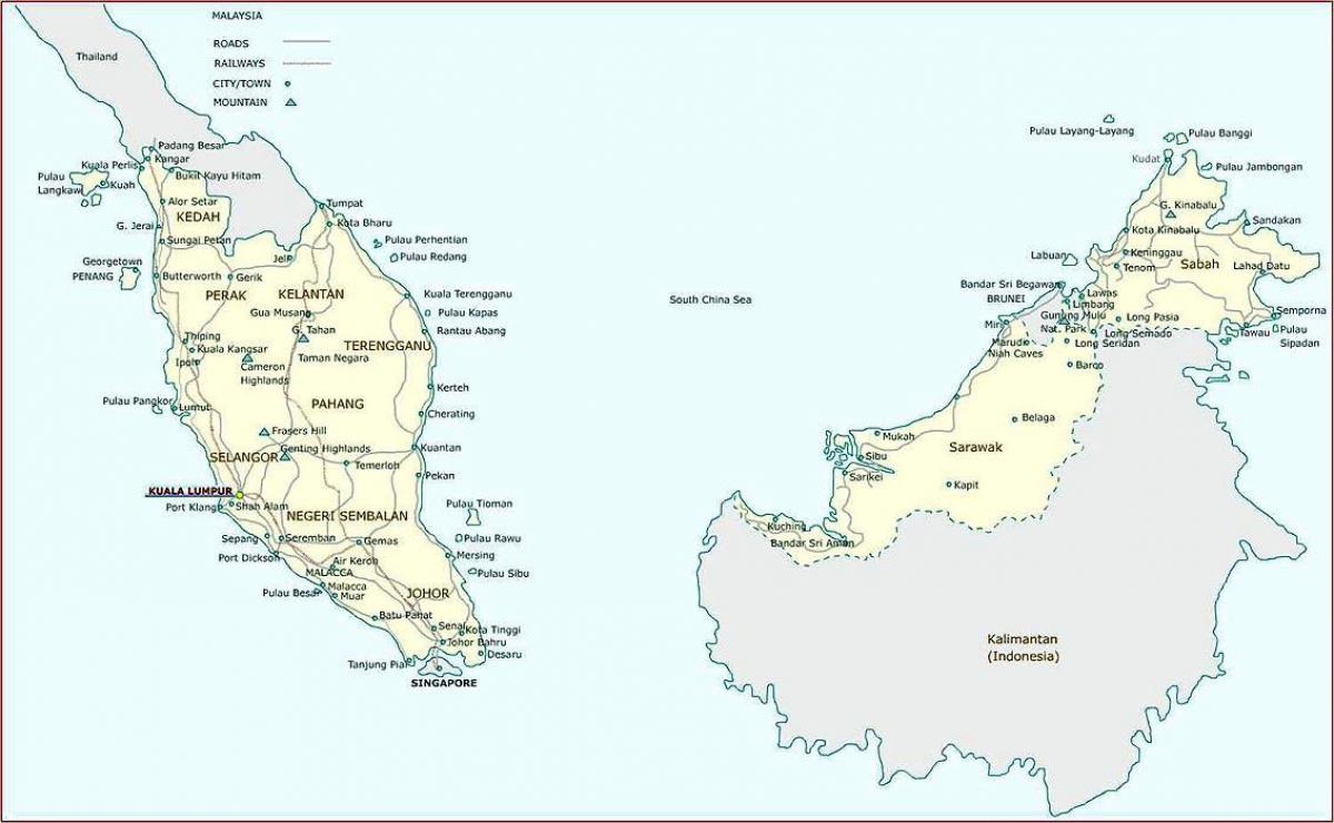 detaljerad karta över malaysia
