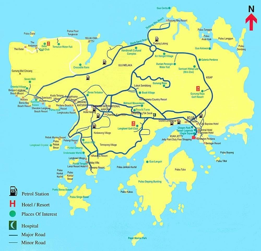 karta över malaysia och langkawi