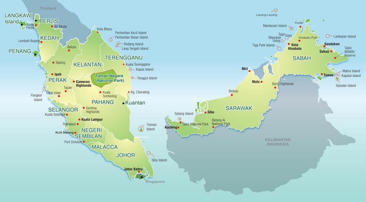 karta över malaysia berg