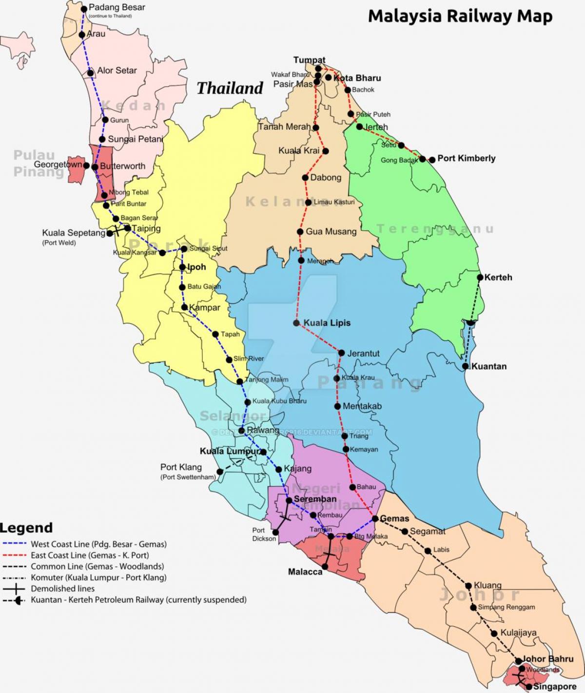 tåg karta över malaysia