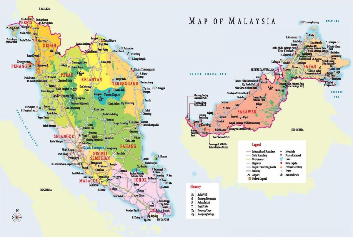 turism karta över malaysia