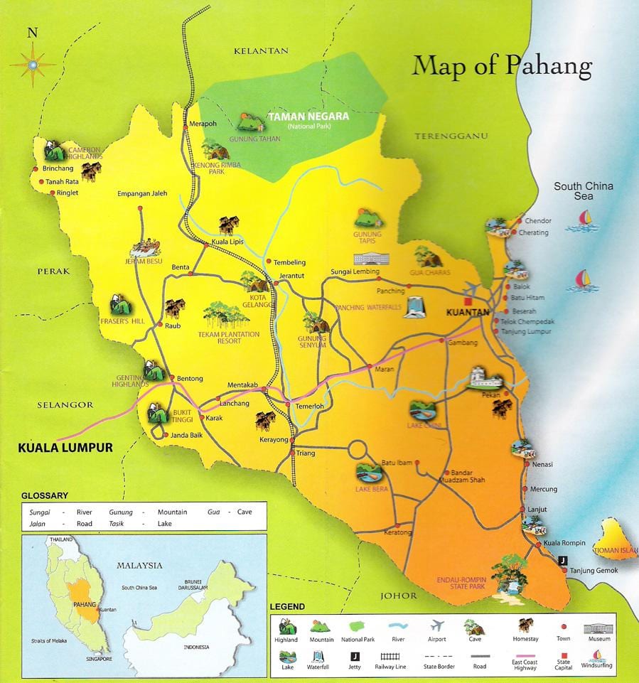 karta över pahang staten malaysia