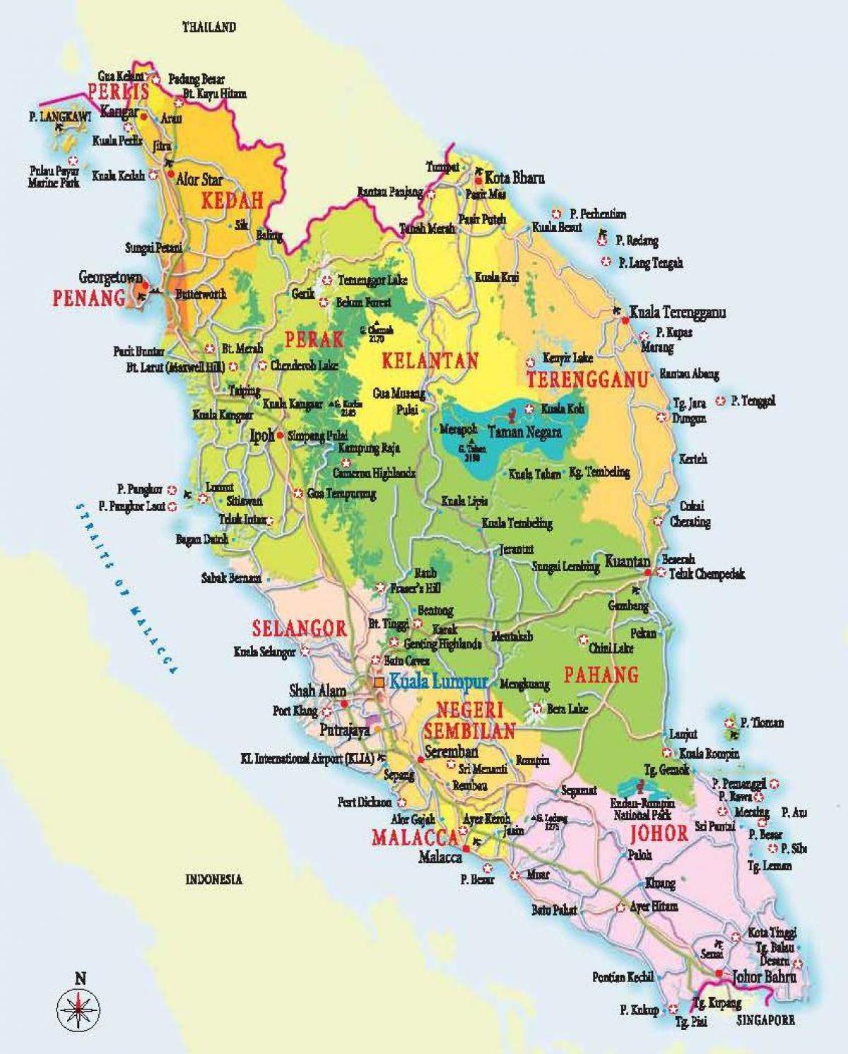 karta över west malaysia