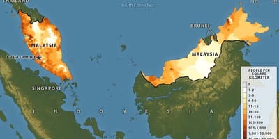 Malaysiska befolkningstäthet karta