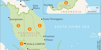 Malaysia regioner karta